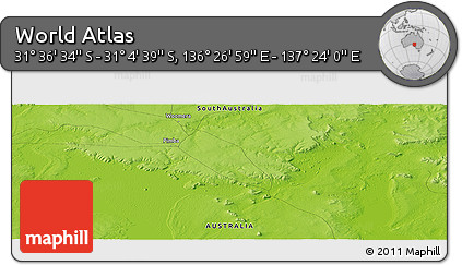 Physical Panoramic Map of the Area around 31° 20' 36" S, 136° 55' 30" E