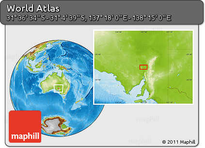Physical Location Map of the Area around 31° 20' 36" S, 137° 46' 30" E