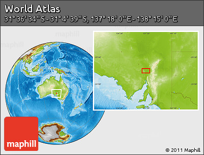 Physical Location Map of the Area around 31° 20' 36" S, 137° 46' 30" E