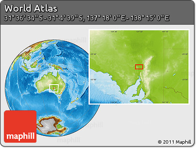 Physical Location Map of the Area around 31° 20' 36" S, 137° 46' 30" E