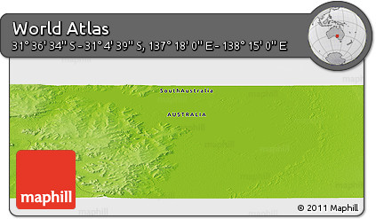 Physical Panoramic Map of the Area around 31° 20' 36" S, 137° 46' 30" E