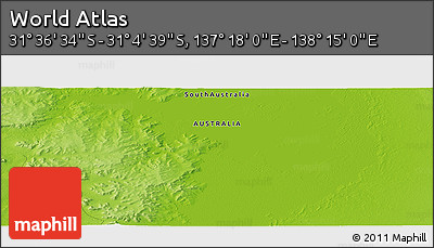 Physical Panoramic Map of the Area around 31° 20' 36" S, 137° 46' 30" E