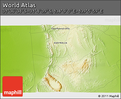 Physical 3D Map of the Area around 31° 20' 36" S, 138° 37' 30" E