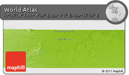 Physical Panoramic Map of the Area around 31° 20' 36" S, 139° 28' 29" E