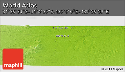 Physical Panoramic Map of the Area around 31° 20' 36" S, 139° 28' 29" E