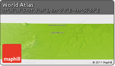 Physical Panoramic Map of the Area around 31° 20' 36" S, 139° 28' 29" E