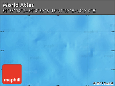 Physical Map of the Area around 31° 20' 36" S, 13° 40' 30" E