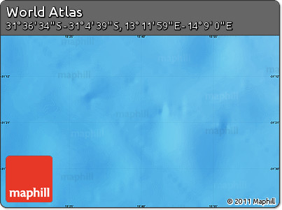 Physical Map of the Area around 31° 20' 36" S, 13° 40' 30" E