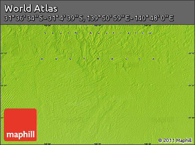 Physical Map of the Area around 31° 20' 36" S, 140° 19' 29" E