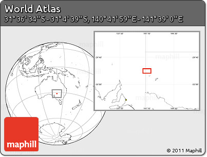 Blank Location Map of the Area around 31° 20' 36" S, 141° 10' 30" E