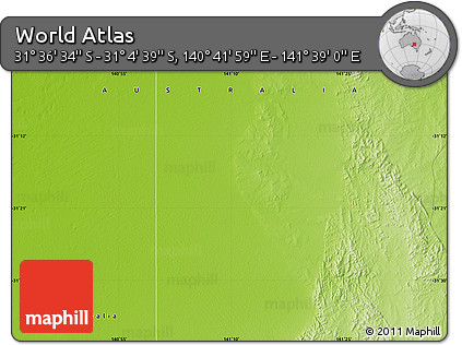 Physical Map of the Area around 31° 20' 36" S, 141° 10' 30" E