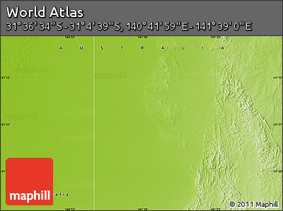 Physical Map of the Area around 31° 20' 36" S, 141° 10' 30" E
