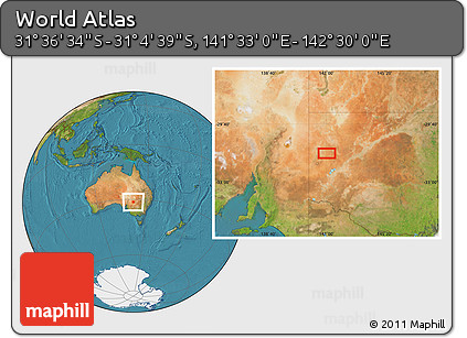 Satellite Location Map of the Area around 31° 20' 36" S, 142° 1' 30" E