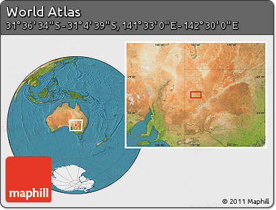Satellite Location Map of the Area around 31° 20' 36" S, 142° 1' 30" E