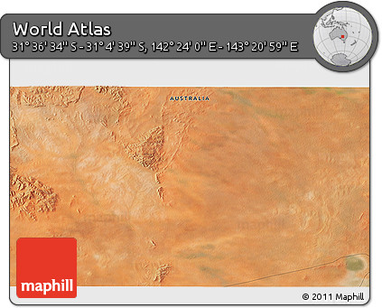 Satellite 3D Map of the Area around 31° 20' 36" S, 142° 52' 30" E