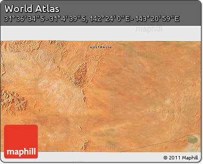 Satellite 3D Map of the Area around 31° 20' 36" S, 142° 52' 30" E