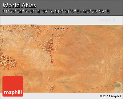 Satellite 3D Map of the Area around 31° 20' 36" S, 142° 52' 30" E