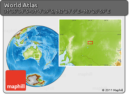 Physical Location Map of the Area around 31° 20' 36" S, 142° 52' 30" E