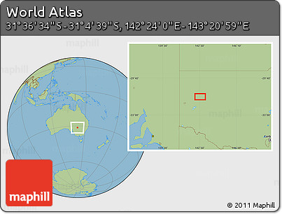 Savanna Style Location Map of the Area around 31° 20' 36" S, 142° 52' 30" E