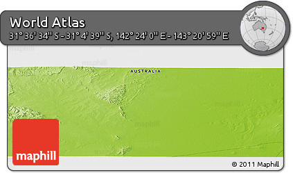 Physical Panoramic Map of the Area around 31° 20' 36" S, 142° 52' 30" E