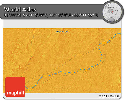 Political 3D Map of the Area around 31° 20' 36" S, 143° 43' 29" E