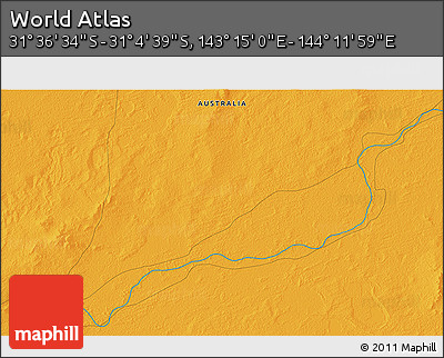 Political 3D Map of the Area around 31° 20' 36" S, 143° 43' 29" E