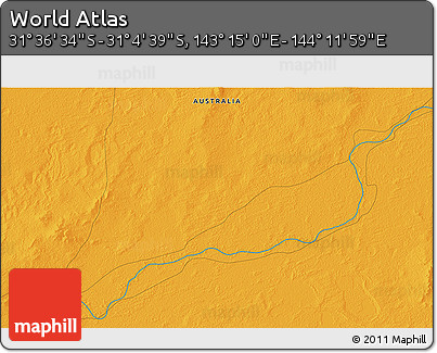 Political 3D Map of the Area around 31° 20' 36" S, 143° 43' 29" E