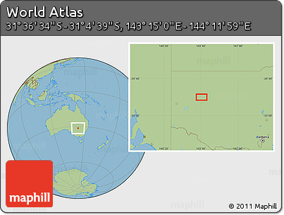 Savanna Style Location Map of the Area around 31° 20' 36" S, 143° 43' 29" E