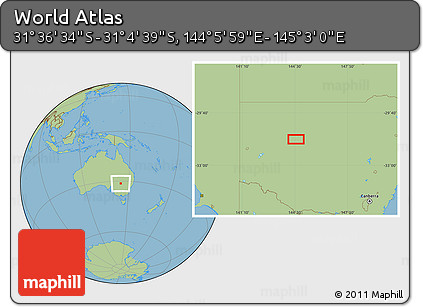 Savanna Style Location Map of the Area around 31° 20' 36" S, 144° 34' 29" E