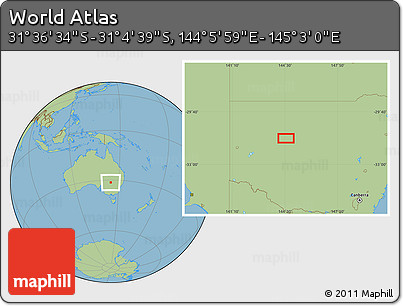 Savanna Style Location Map of the Area around 31° 20' 36" S, 144° 34' 29" E