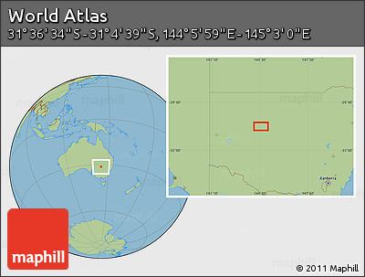 Savanna Style Location Map of the Area around 31° 20' 36" S, 144° 34' 29" E
