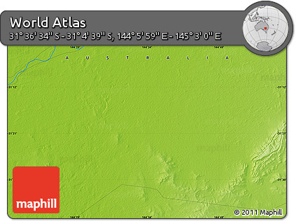 Physical Map of the Area around 31° 20' 36" S, 144° 34' 29" E
