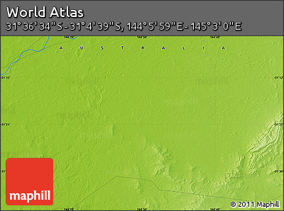 Physical Map of the Area around 31° 20' 36" S, 144° 34' 29" E