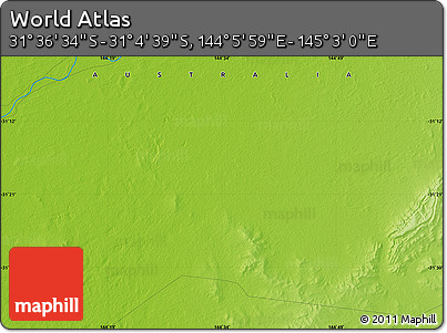 Physical Map of the Area around 31° 20' 36" S, 144° 34' 29" E