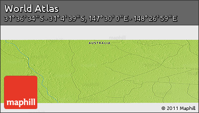 Physical Panoramic Map of the Area around 31° 20' 36" S, 147° 58' 29" E