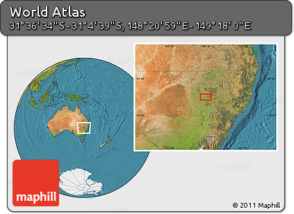 Satellite Location Map of the Area around 31° 20' 36" S, 148° 49' 29" E