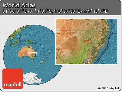 Satellite Location Map of the Area around 31° 20' 36" S, 148° 49' 29" E