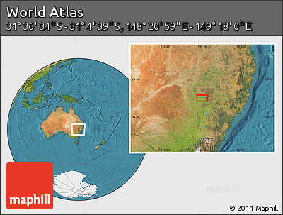 Satellite Location Map of the Area around 31° 20' 36" S, 148° 49' 29" E