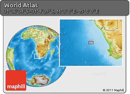 Physical Location Map of the Area around 31° 20' 36" S, 14° 31' 30" E