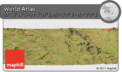 Satellite Panoramic Map of the Area around 31° 20' 36" S, 150° 31' 30" E