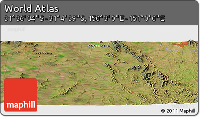 Satellite Panoramic Map of the Area around 31° 20' 36" S, 150° 31' 30" E