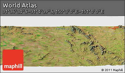 Satellite Panoramic Map of the Area around 31° 20' 36" S, 150° 31' 30" E