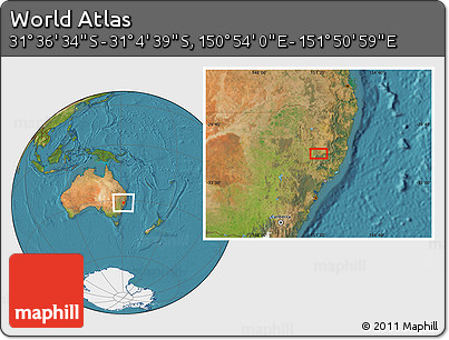 Satellite Location Map of the Area around 31° 20' 36" S, 151° 22' 30" E