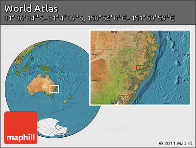 Satellite Location Map of the Area around 31° 20' 36" S, 151° 22' 30" E