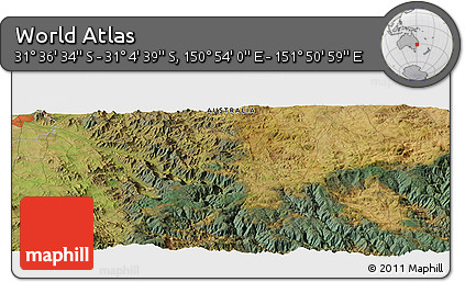 Satellite Panoramic Map of the Area around 31° 20' 36" S, 151° 22' 30" E