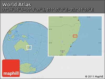 Savanna Style Location Map of the Area around 31° 20' 36" S, 152° 13' 29" E