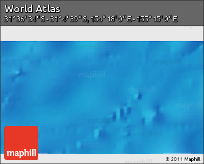 Shaded Relief 3D Map of the Area around 31° 20' 36" S, 154° 46' 30" E