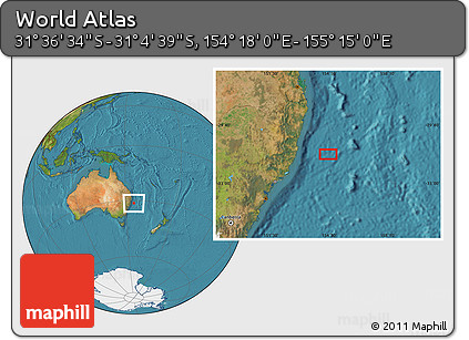 Satellite Location Map of the Area around 31° 20' 36" S, 154° 46' 30" E
