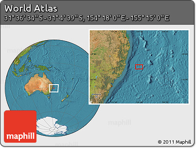 Satellite Location Map of the Area around 31° 20' 36" S, 154° 46' 30" E