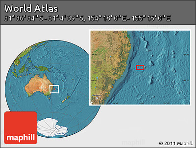 Satellite Location Map of the Area around 31° 20' 36" S, 154° 46' 30" E